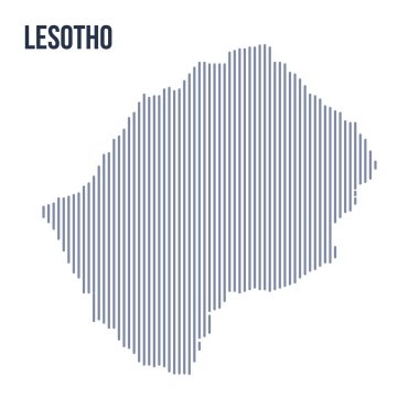 Vektör soyut taranmış Lesoto haritası üzerinde beyaz bir arka plan izole dikey çizgiler ile. Seyahat vektör çizim.
