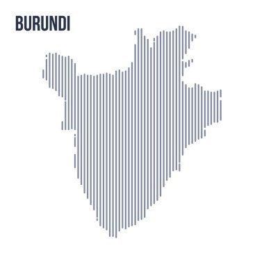 Vektör soyut taranmış Burundi haritası üzerinde beyaz bir arka plan izole dikey çizgiler ile. Seyahat vektör çizim.