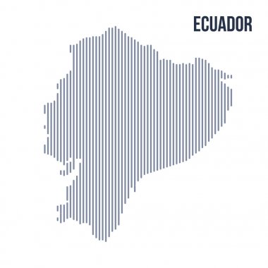 Vektör soyut taranmış Ekvador Haritası üzerinde beyaz bir arka plan izole dikey çizgiler ile. Seyahat vektör çizim.