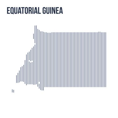 Vektör soyut taranmış Haritası Ekvator Ginesi beyaz bir arka plan üzerinde izole dikey çizgiler ile. Seyahat vektör çizim.