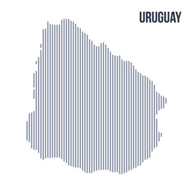 Vektör soyut taranmış Uruguay Haritası üzerinde beyaz bir arka plan izole dikey çizgiler ile. Seyahat vektör çizim.