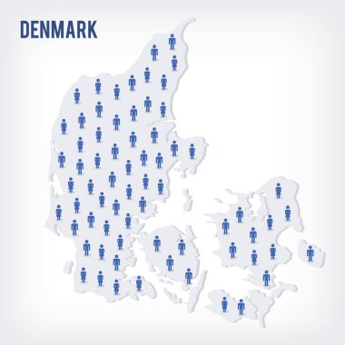 Vektör insanlar harita Danimarka. Nüfus kavramı. Reklam, infographics ve istatistikler görselleştirme sunularda kullanılabilir.