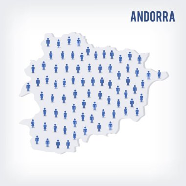 Vektör insanlar Andorra haritası. Nüfus kavramı. Reklam, infographics ve istatistikler görselleştirme sunularda kullanılabilir.
