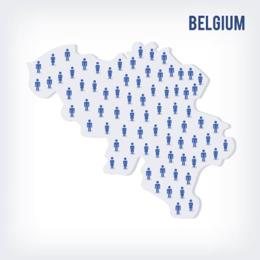 Vektör insanlar Belçika Haritası. Nüfus kavramı. Reklam, infographics ve istatistikler görselleştirme sunularda kullanılabilir.