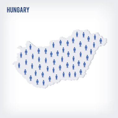 Vektör insanlar Macaristan Haritası. Nüfus kavramı. Reklam, infographics ve istatistikler görselleştirme sunularda kullanılabilir.