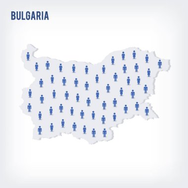 Vektör insanlar Bulgaristan Haritası. Nüfus kavramı. Reklam, infographics ve istatistikler görselleştirme sunularda kullanılabilir.