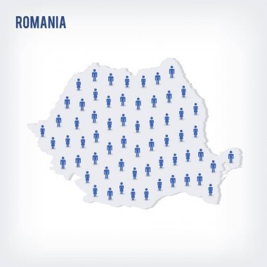 Vektör insanlar Romanya Haritası. Nüfus kavramı. Reklam, infographics ve istatistikler görselleştirme sunularda kullanılabilir.