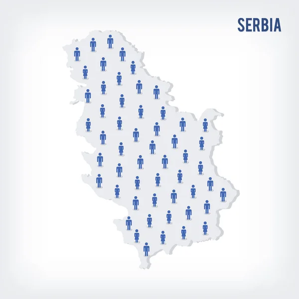 Vector Χάρτη Άτομα Της Σερβίας Έννοια Του Πληθυσμού Μπορούν Χρησιμοποιηθούν — Διανυσματικό Αρχείο