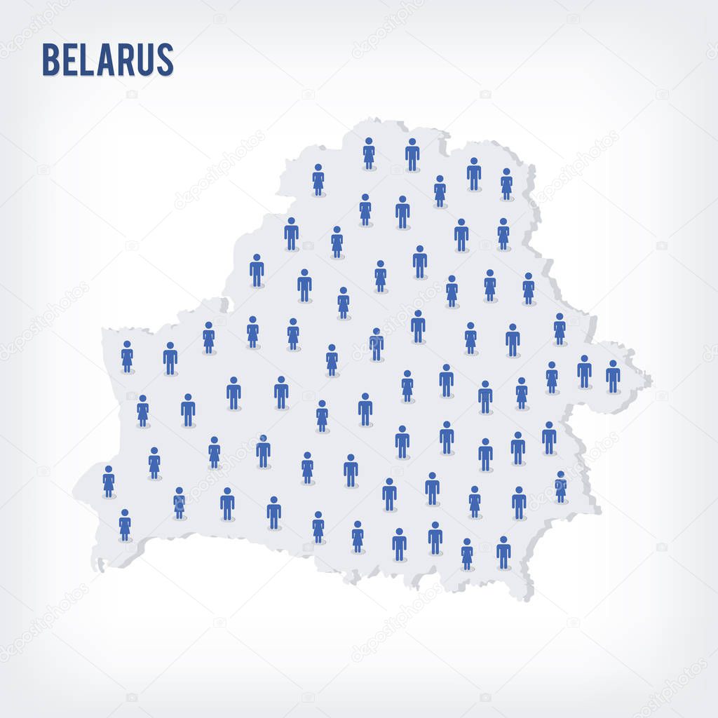 Vector people map of Belarus. The concept of population. Can be used for presentations, advertising, infographics and the visualization of the statistics.