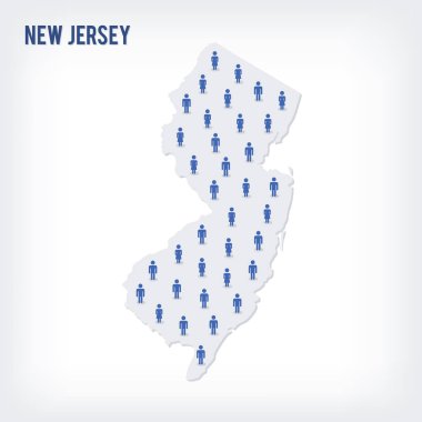 Vektör insanlar harita New Jersey eyalet. Popülasyon kavramı.