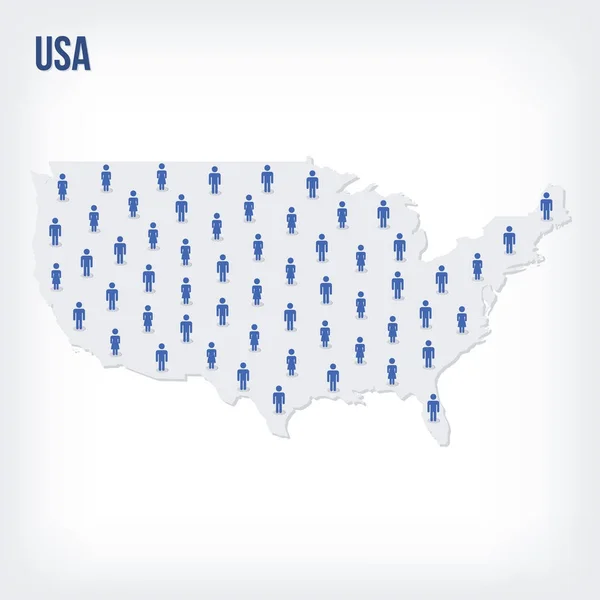 Vector people map of the United States of America. El concepto de población . — Vector de stock