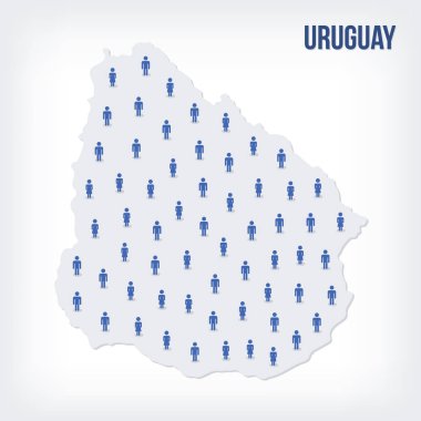 Vektör insanlar Uruguay Haritası. Nüfus kavramı. Reklam, infographics ve istatistikler görselleştirme sunularda kullanılabilir.