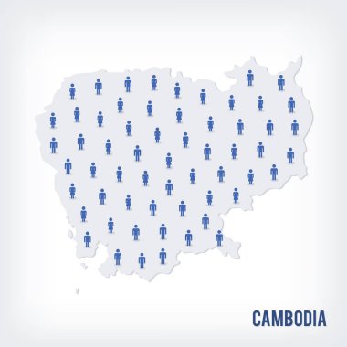 Vektör insanlar Kamboçya haritası. Nüfus kavramı. Reklam, infographics ve istatistikler görselleştirme sunularda kullanılabilir.