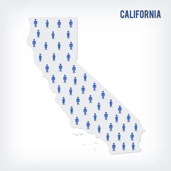 Mapa Personas Vectoriales Del Estado California Concepto Población Puede Ser — Vector de stock