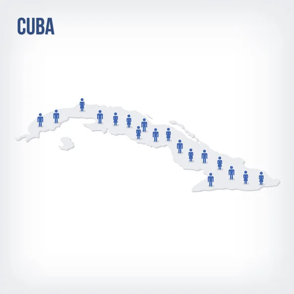쿠바의 사람들 지도입니다 인구의 개념입니다 그래픽 통계의 시각화에 사용할 있습니다 — 스톡 벡터