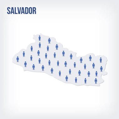 Vektör insanlar Salvador Haritası. Nüfus kavramı. Reklam, infographics ve istatistikler görselleştirme sunularda kullanılabilir.