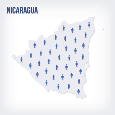 Vektör insanlar Nikaragua Haritası. Nüfus kavramı. Reklam, infographics ve istatistikler görselleştirme sunularda kullanılabilir.