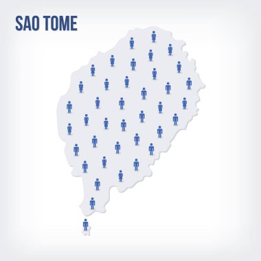 Vektör insanlar Sao Tome Haritası. Popülasyon kavramı.