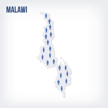 Vektör insanlar Malavi Haritası. Popülasyon kavramı.