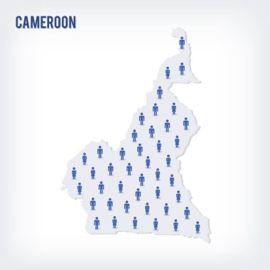 Vektör insanlar Kamerun Haritası. Popülasyon kavramı.