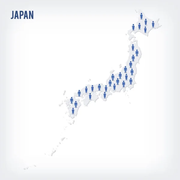 Mappa del popolo vettoriale del Giappone. Il concetto di popolazione . — Vettoriale Stock