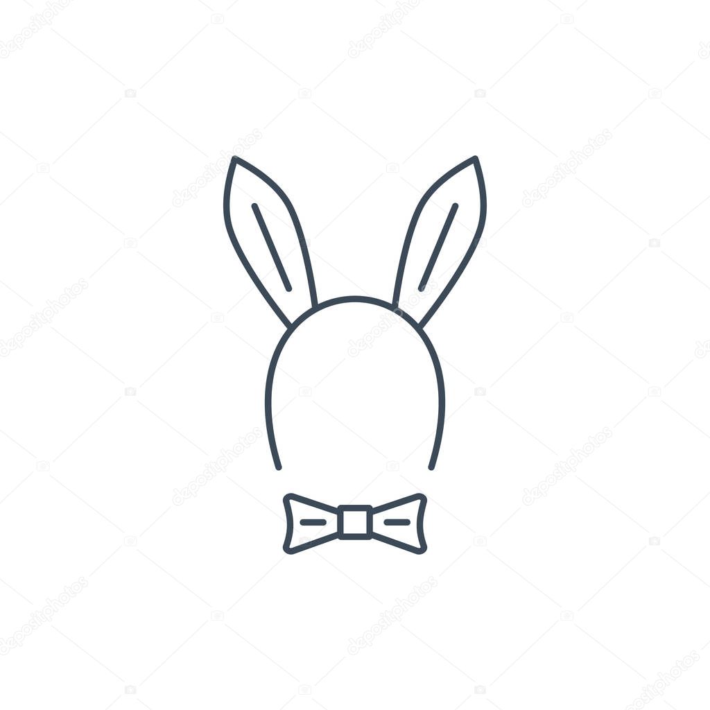 The linear vector icon sex role playing games -rabbit ears and butterfly isolated on white background.