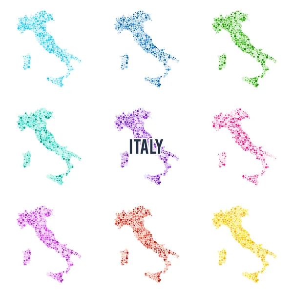 Wektor kropkowane Kolorowa mapa Włoch. — Wektor stockowy