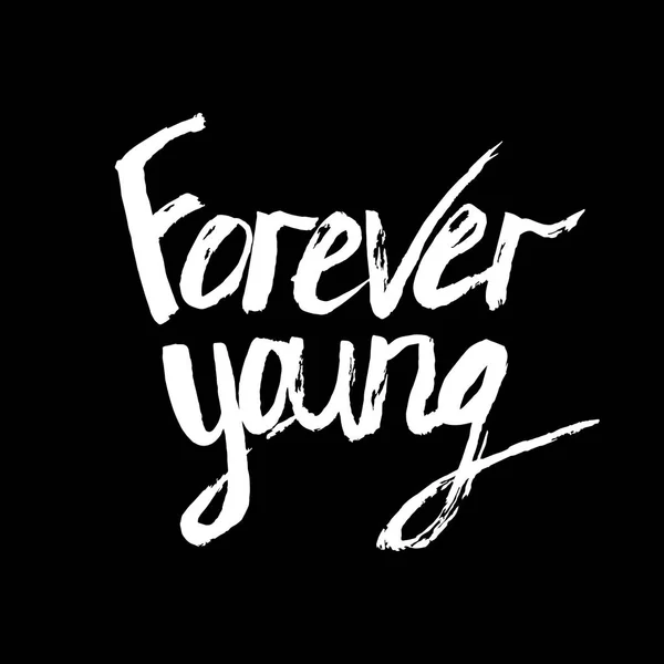 Letras para siempre jóvenes sobre fondo negro — Vector de stock