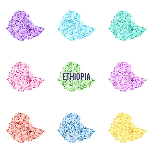 Vektor übersät bunte Karte von Äthiopien. — Stockvektor