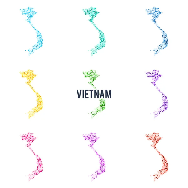 Vettore punteggiato mappa colorata del Vietnam . — Vettoriale Stock
