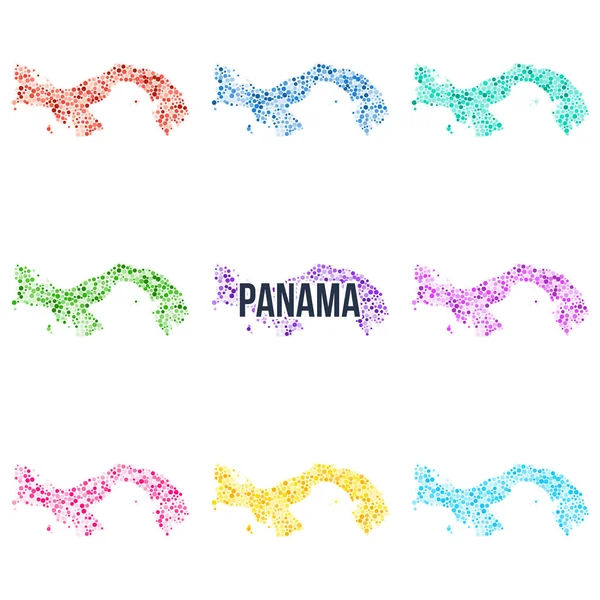 Vector Punteado Mapa Colorido Panamá Conjunto Diferentes Soluciones Color — Archivo Imágenes Vectoriales