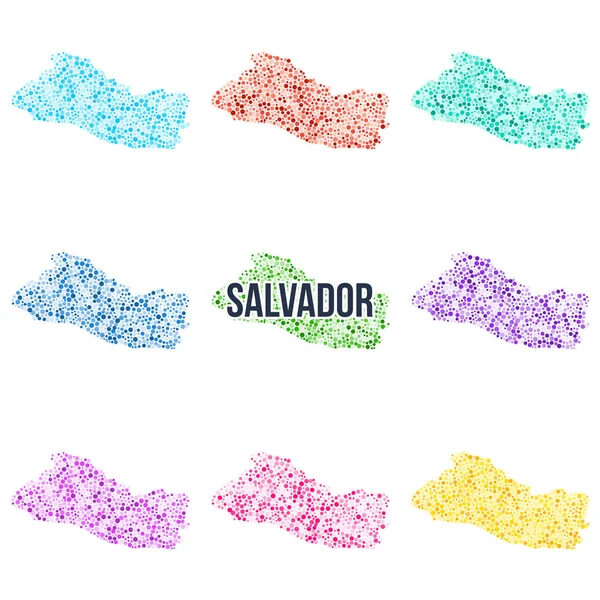 Vettore Punteggiato Mappa Colorata Salvador Set Diverse Soluzioni Colore — Vettoriale Stock