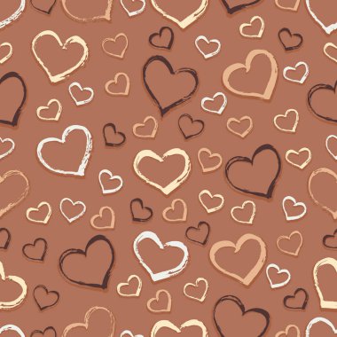 Yürekleri çizilmiş vektör seamless modeli.
