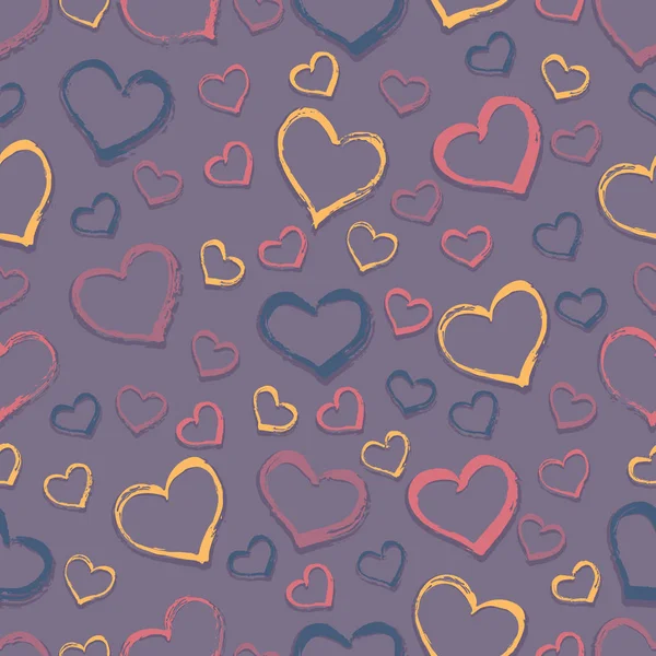 Vector seamless pattern with hand-drawn hearts. — Stock Vector
