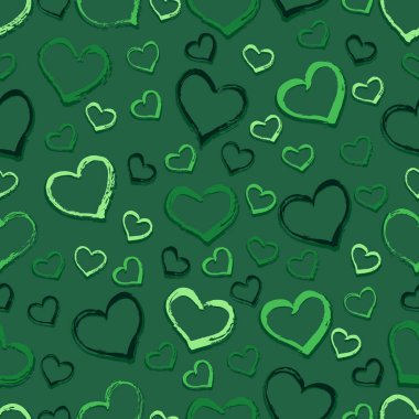 Yürekleri çizilmiş vektör seamless modeli.