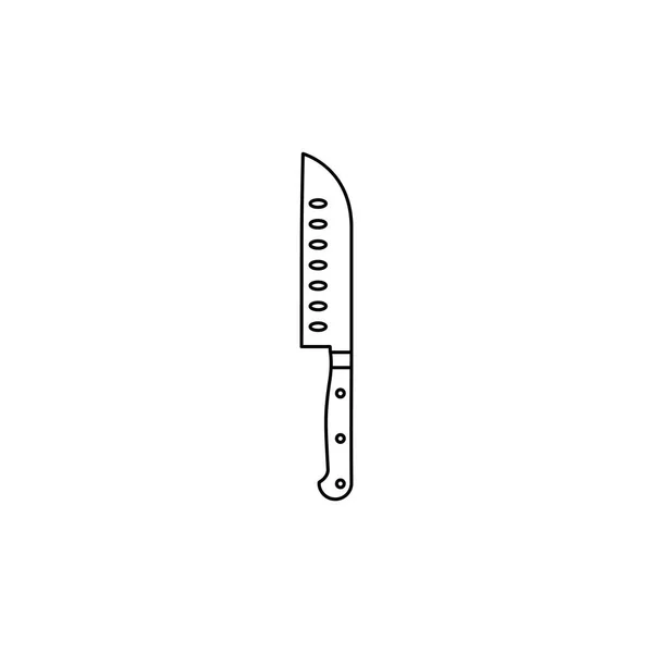 El icono del vector lineal de un cuchillo Santoku . — Vector de stock
