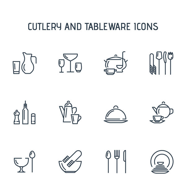 Cutlery and tableware icons. Ideal for store, restaurant or diner.