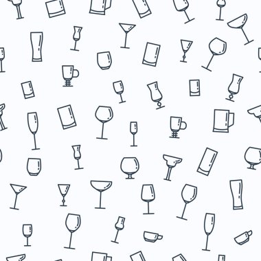 Seamless pattern with different glasses, wine glasses and cups. Can be used for textiles, wallpaper and wrapping paper. vector Seamless pattern with different glasses, wine glasses and cups. Can be used for textiles, wallpaper and wrapping paper. vector