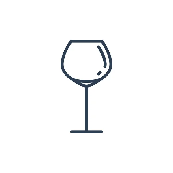 Bir Bardak Şarap Beyaz Arka Plan Üzerinde Izole Doğrusal Simgesi — Stok Vektör