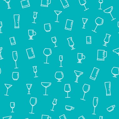 Seamless pattern with different glasses, wine glasses and cups. Can be used for textiles, wallpaper and wrapping paper. vector Seamless pattern with different glasses, wine glasses and cups. Can be used for textiles, wallpaper and wrapping paper. vector