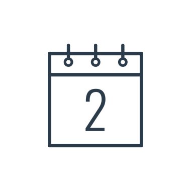 Takvimin ikinci günün doğrusal simgesi.