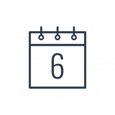 Takvimin altıncı günün doğrusal simgesi.