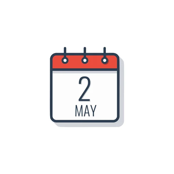 Kalendertag Symbol isoliert auf weißem Hintergrund. 2. Mai. — Stockvektor