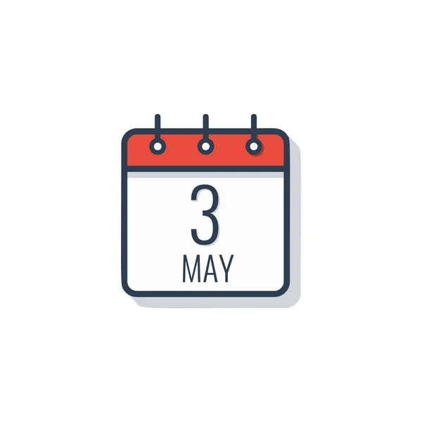 Kalendertag Symbol isoliert auf weißem Hintergrund. Mai 3. — Stockvektor