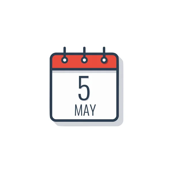 Kalendertag Symbol isoliert auf weißem Hintergrund. 5. Mai. — Stockvektor