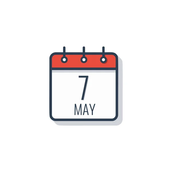 Kalendertag Symbol isoliert auf weißem Hintergrund. 7. Mai. — Stockvektor