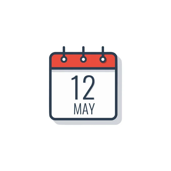 Icona giorno calendario isolato su sfondo bianco. 12 maggio . — Vettoriale Stock