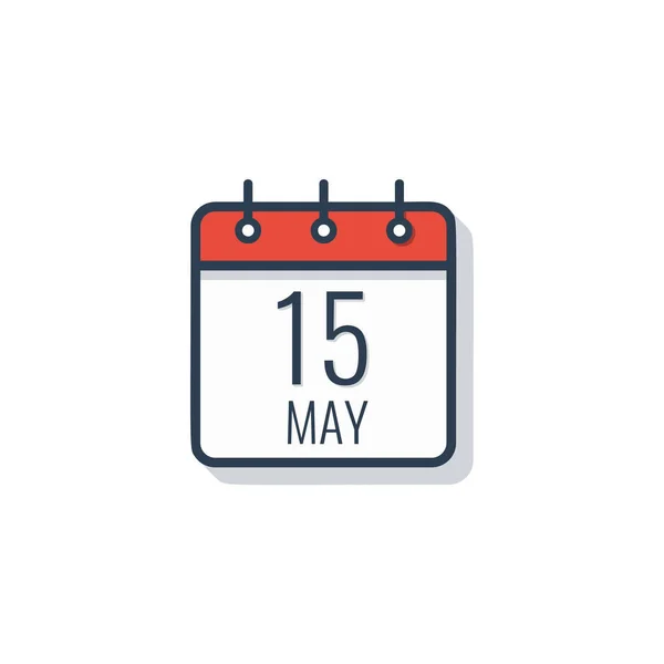 Kalendertag Symbol isoliert auf weißem Hintergrund. 15. Mai. — Stockvektor