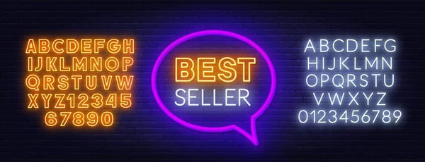 Best seller neon jel sötét háttér. — Stock Vector