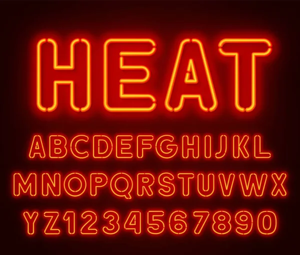 Neon yuvarlak yazı tipi, sayılarla parlayan alfabe.
